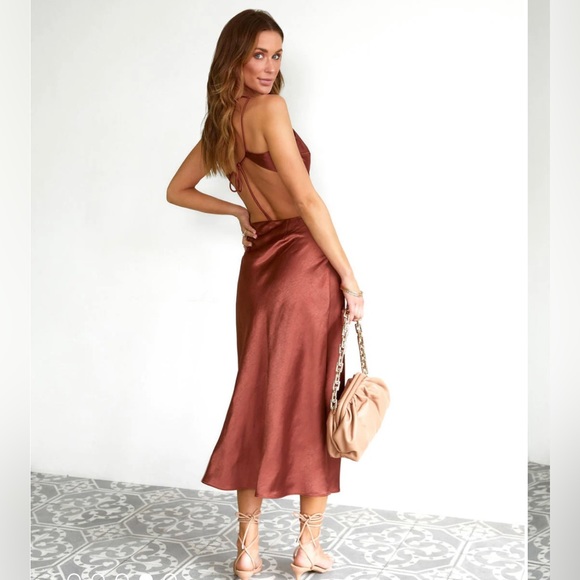 Vici Cosmia Satin Cutout Midi Dress - Picture 2 of 4